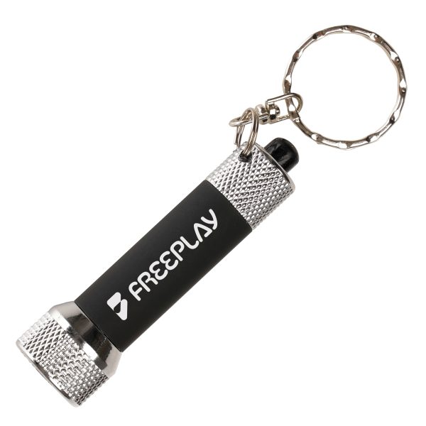 Compact and reliable, this softfeel 5 LED keyring torch features a recycled ABS torch head and rear cap, aluminium keychain with split ring, and a softfeel body with modulator tube. Batteries are included for immediate use.