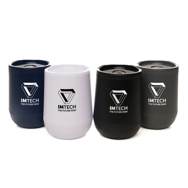 This 350ml Double Walled Recycled PP plastic Travel Mug features a sleek tumbler design with a durable recycled PP plastic inner and a coloured push-on lid with a slide sipper. BPA and PVC-free, it’s available in various colours, making it perfect for everyday use or promotional giveaways.