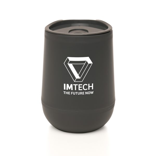 This 350ml Double Walled Recycled PP plastic Travel Mug features a sleek tumbler design with a durable recycled PP plastic inner and a coloured push-on lid with a slide sipper. BPA and PVC-free, it’s available in various colours, making it perfect for everyday use or promotional giveaways.