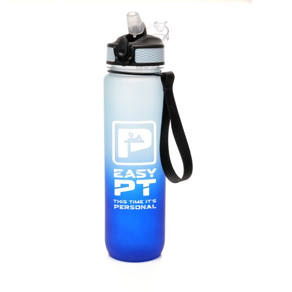 1-Litre water drinking bottle featuring a stylish ombre two-tone fading effect. Made from recycled PET (RPET) with a recycled polypropylene lid and straw, this eco-friendly bottle includes a fold-down push-button sipper and lanyard handle.