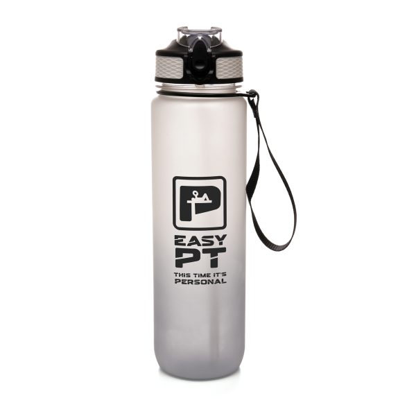 1-Litre water drinking bottle featuring a stylish ombre two-tone fading effect. Made from recycled PET (RPET) with a recycled polypropylene lid and straw, this eco-friendly bottle includes a fold-down push-button sipper and lanyard handle.