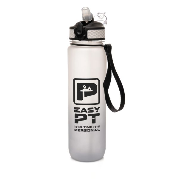 1-Litre water drinking bottle featuring a stylish ombre two-tone fading effect. Made from recycled PET (RPET) with a recycled polypropylene lid and straw, this eco-friendly bottle includes a fold-down push-button sipper and lanyard handle.