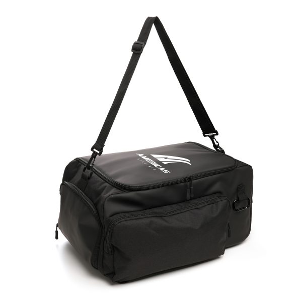 2-in-1 duffle backpack made from recycled materials, featuring a spacious main compartment, zippered side pocket, and adjustable shoulder straps. Can be carried as a duffle with short handles or as a backpack with the shoulder straps. Recycled polyester cover and lining offer flexible carrying options. Ideal for travel or everyday use with space for branding.