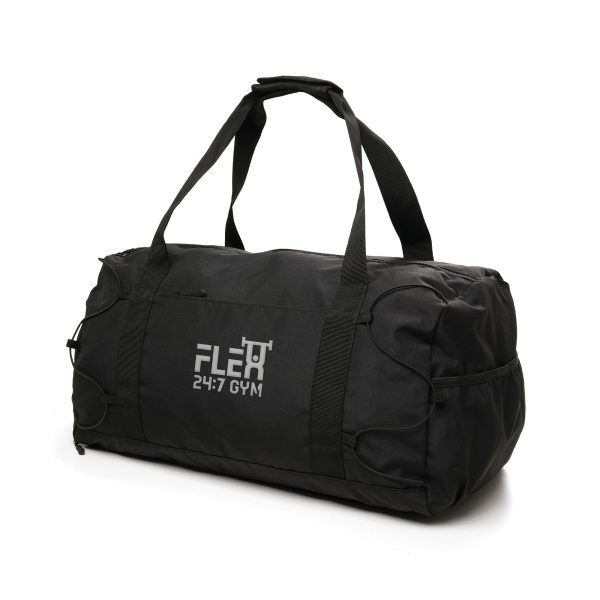 RPET Gym Bag with 4 convenient compartments including front zipper pocket, a spacious main zipper pocket, a dedicated shoe compartment and a side pouch. With two long straps designed for ease of use, this gym bag offers both style and functionality.