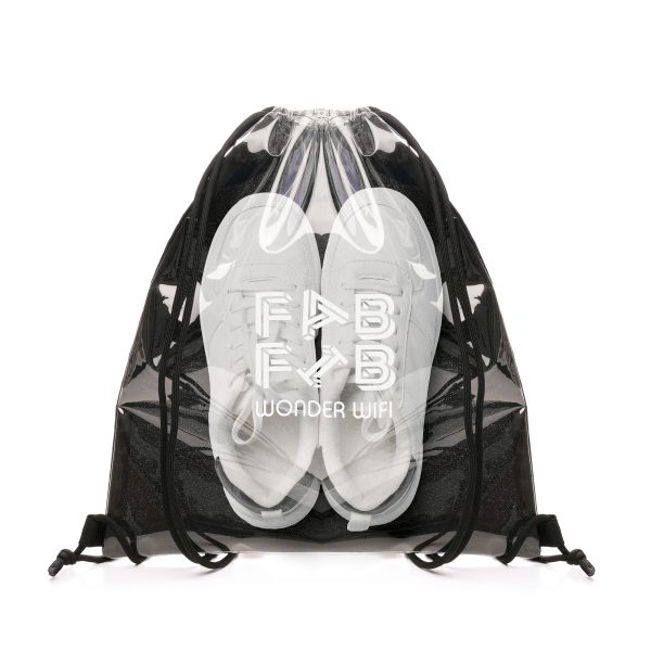 Convenient and stylish transparent fabric drawstring backpack, crafted from polyester and water-resistant Thermoplastic Polyurethane (TPU). The drawstrings on this transparent backpack offer easy access and closure, adding a touch of practicality to its sleek design. Making it convenient for students or gym-goers.