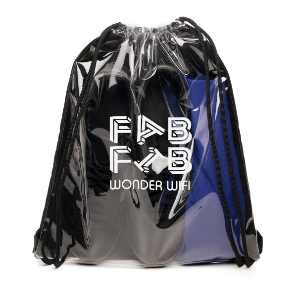 Convenient and stylish transparent fabric drawstring backpack, crafted from polyester and water-resistant Thermoplastic Polyurethane (TPU). The drawstrings on this transparent backpack offer easy access and closure, adding a touch of practicality to its sleek design. Making it convenient for students or gym-goers.