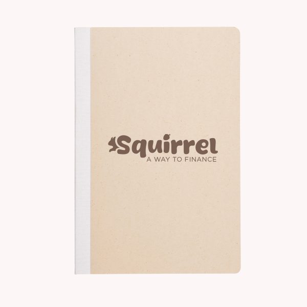 A5 sugarcane notebook made from 100% recycled materials with 80 recycled sugarcane lined sheets, recycled sugarcane hardcover and recycled fabric spine. Ideal for taking notes and brainstorming.