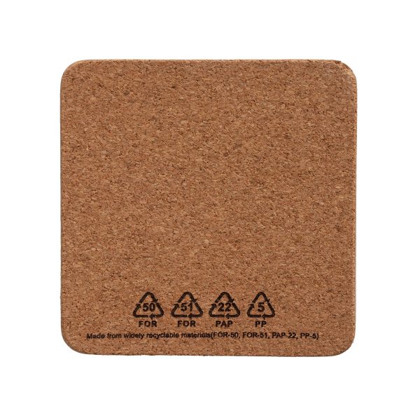 Promote your brand with this set of four 5mm cork coasters. Durable and stylish, they protect surfaces while showcasing your logo, a practical choice that keeps your brand visible!