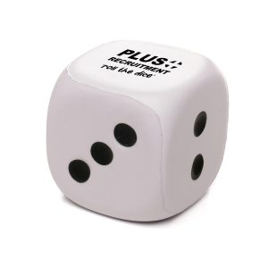 This black and red dice shaped stress cube is a playful and effective promotional item for stress relief, making it a perfect for games for after school clubs and more.