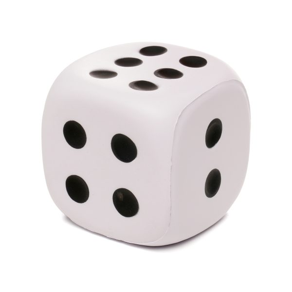 This black and red dice shaped stress cube is a playful and effective promotional item for stress relief, making it a perfect for games for after school clubs and more.