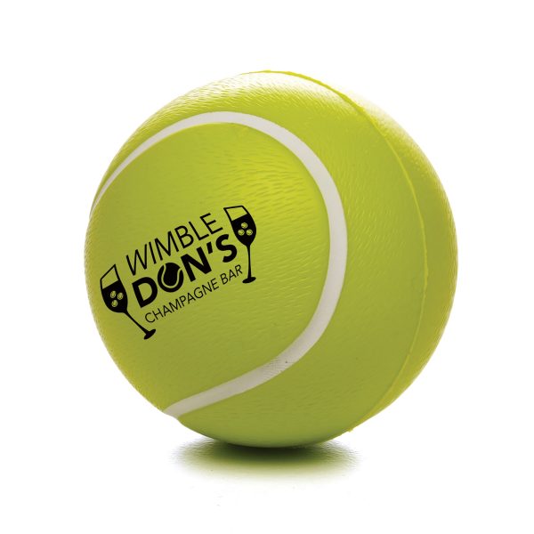 This 61mm diameter yellow circular tennis ball style stress ball is a playful and effective promotional item for stress relief, making it a perfect accessory to reduce tension.