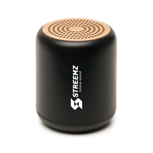 A Bluetooth speaker crafted with Recycled ABS shell and speaker with an elegant bamboo speaker top. This Bluetooth speaker has 1200mAh capacity and includes a 30cm USB-A to USB-C charging cable and manual. The large body gives ample space for big and bold branding.