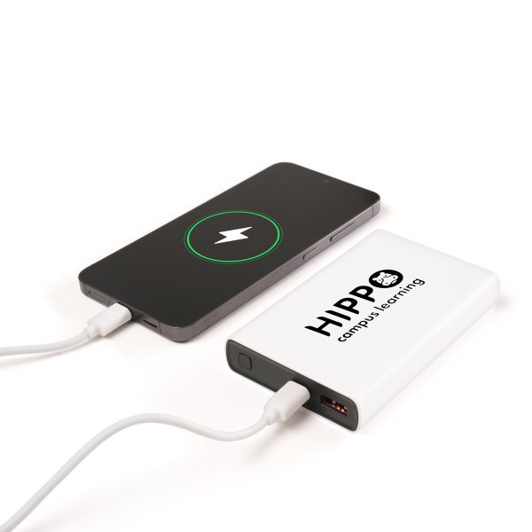 A 10000mAh high capacity wired power bank with TYPE-C input port. Supplied with a USB to TYPE-C cable for reliable charging, this power bank comes with recycled ABS shell and mid-frame.