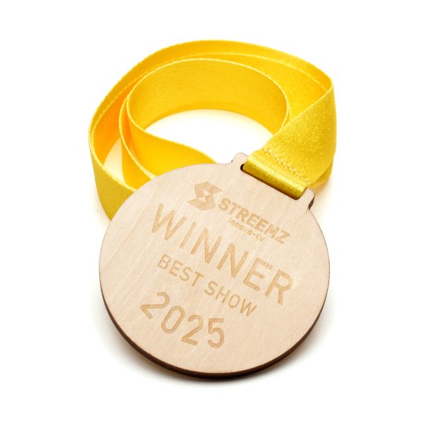 Crafted from durable basswood, attached to full colour dye sub UK made RPET lanyard with engraving, spot print or full colour print to medal. The circular shape provides ample space for custom branding, logos, or messages.